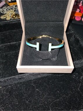 Gold-Tone Mint Enamel Cuff Bracelet